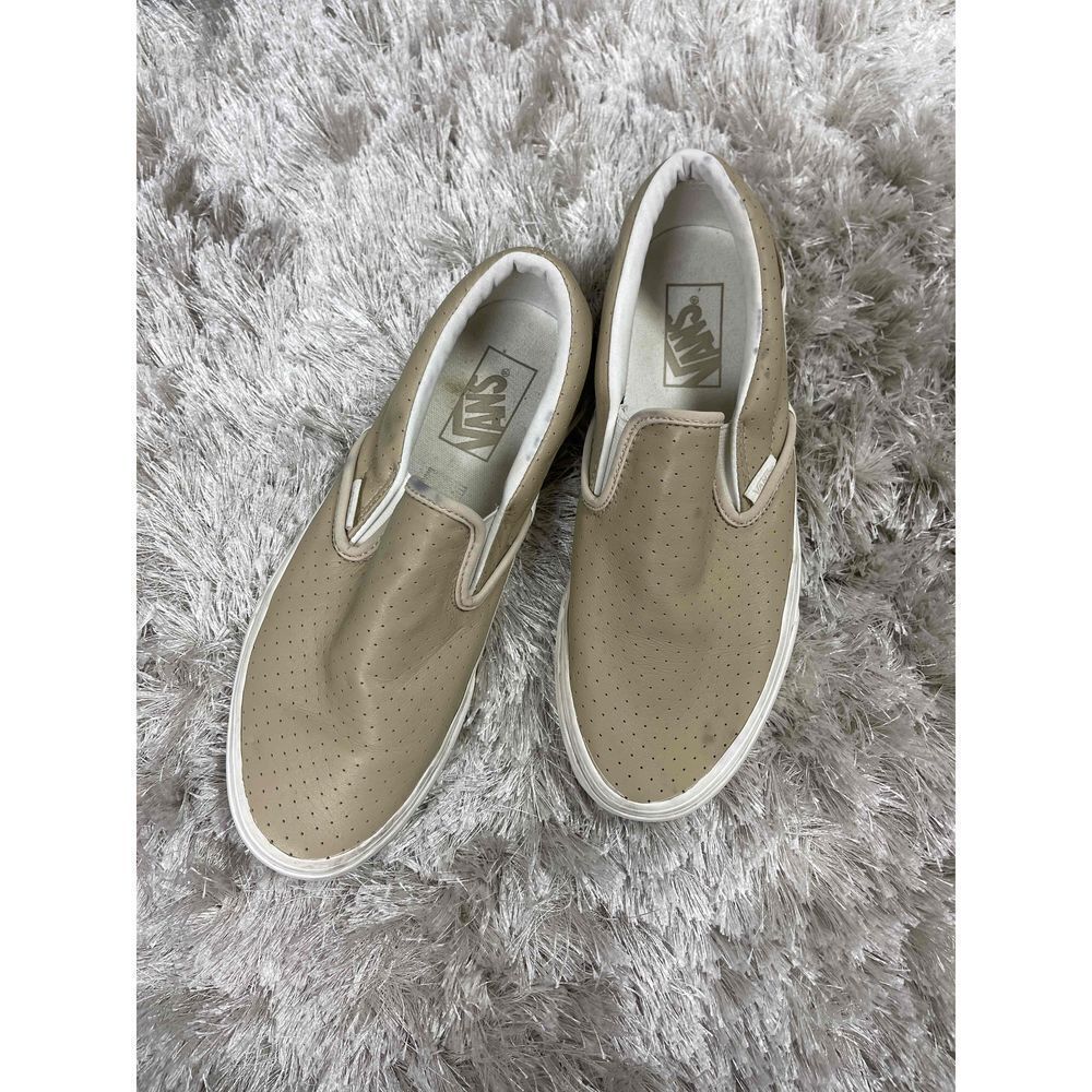 Vans Taupe Slip-On Canvas Perforated Upper Sneakers Size 8.5 Women’s